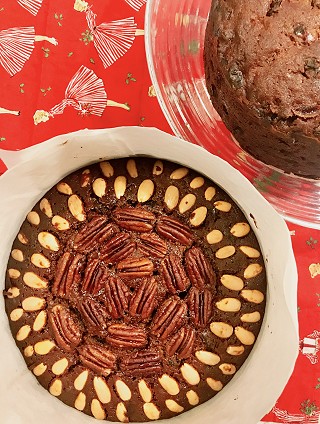 Nut Topped and Traditional Christmas Cakes