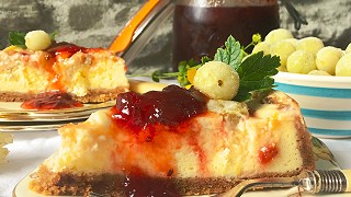 Gooseberry and Ginger Baked Cheesecake