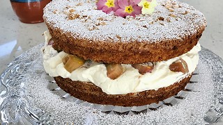 Rhubarb Macaroon Cake